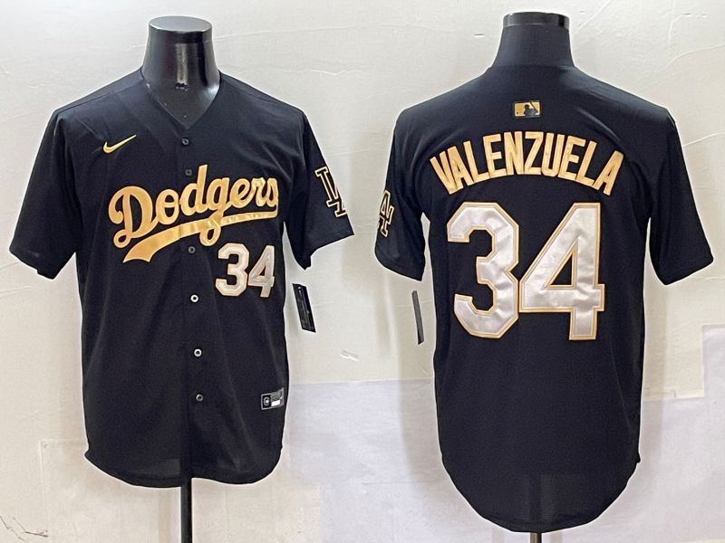 Men Los Angeles Dodgers #34 Valenzuela Black Game Nike 2025 MLB Jersey style 504